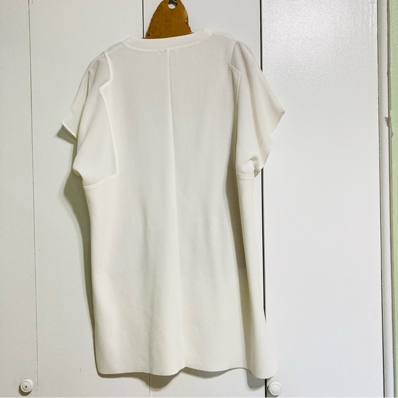 ZARA Woman Basic High Low White Tunic Short Sleeve Blouse Womens Medium - Picture 7 of 14